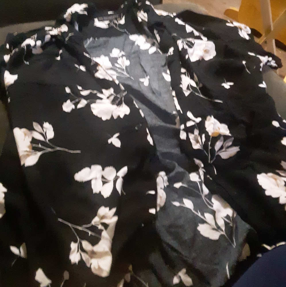 Black Floral Button Down